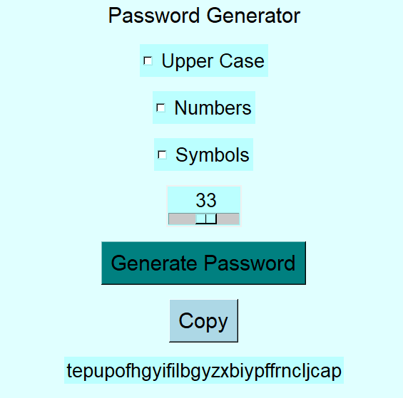 Project 1 - Password Generator